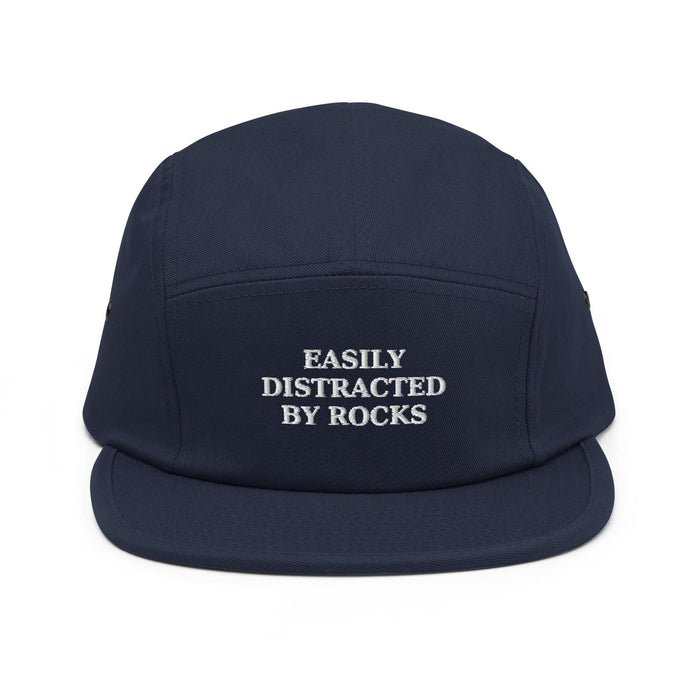 Triniskies  Navy Easily Distracted by Rocks Embroidered Five-Panel Camper Cap