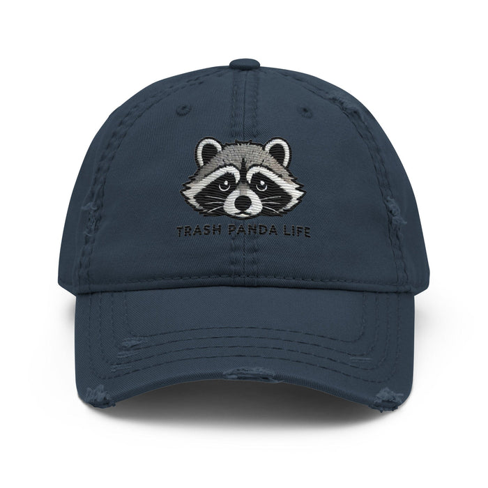 Triniskies Navy Embroidered Trash Panda Life Distressed Dad Hat – Edgy & Fun Wildlife Funny Stylish Hat