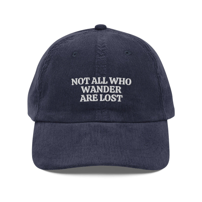 Triniskies  Navy Not All Who Wander Are Lost Embroidered Corduroy Cap