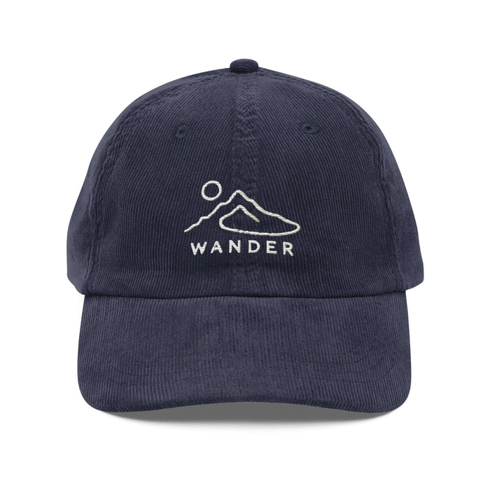 Triniskies  Navy Wander Often Embroidered Corduroy Cap – Minimalist Mountain Adventure Hat