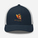 Triniskies Navy/ White Surfs Up Surfing Frog Embroidered Trucker Cap by Trini Skies, Adjustable Mesh Back Cap