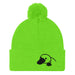 Triniskies Neon Green Cozy Embroidered Platypus Pom-Pom Beanie – Warm & Stylish Cold Weather Wildlife Hat