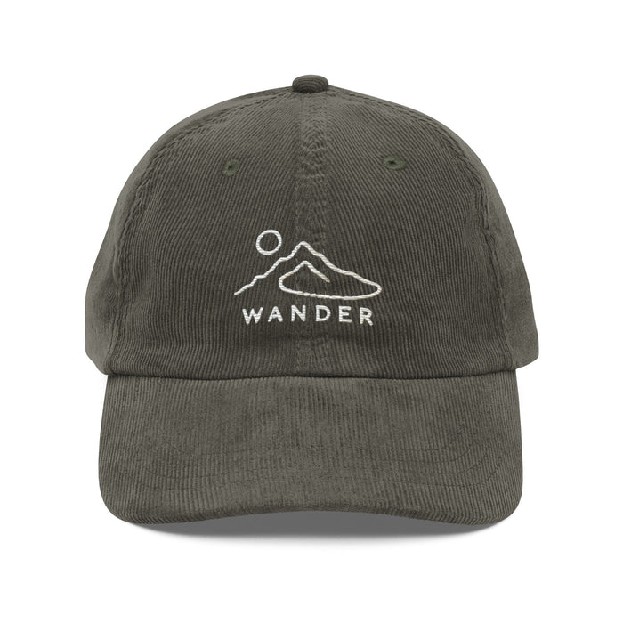 Triniskies  Olive Wander Often Embroidered Corduroy Cap – Minimalist Mountain Adventure Hat