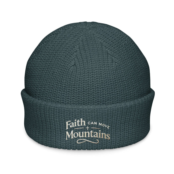 Triniskies  Petrol Blue Faith Can Move Mountains Embroidered Fisherman Beanie