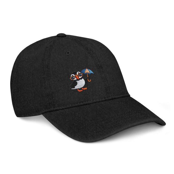 Triniskies  Playful Puffin Denim Cap – Embroidered Bird Design