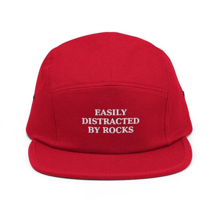 Triniskies  Red Easily Distracted by Rocks Embroidered Five-Panel Camper Cap