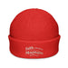 Triniskies  Red Faith Can Move Mountains Embroidered Fisherman Beanie