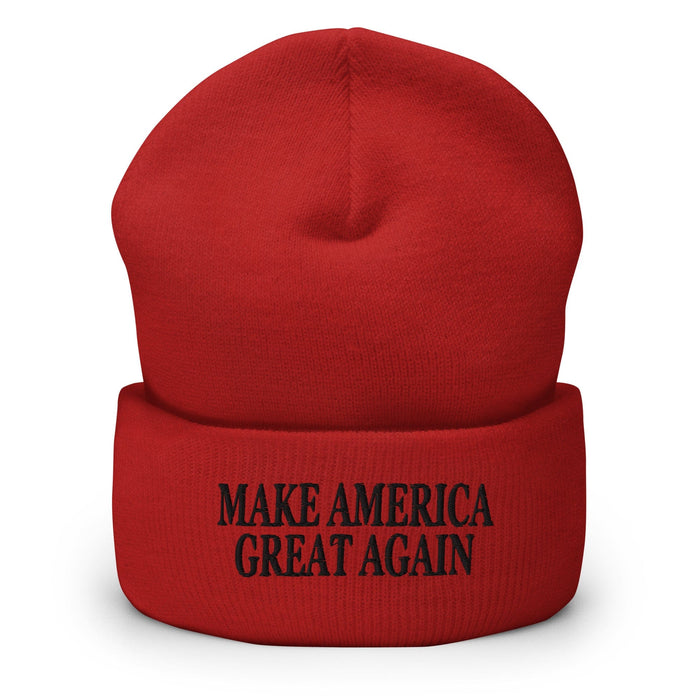 Triniskies  Red Make America Great Again MAGA Embroidered Cuffed Beanie