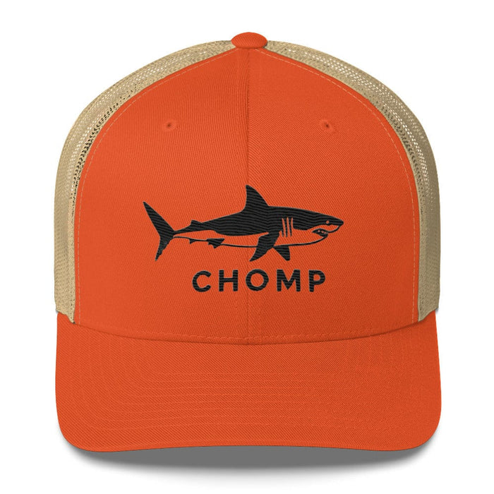 Triniskies Rustic Orange/ Khaki Embroidered Shark Mesh Back Trucker Cap