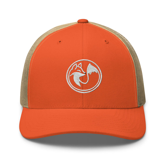 Triniskies  Rustic Orange/ Khaki Wild Fox Embroidered Trucker Cap – Trendy and Nature-Friendly