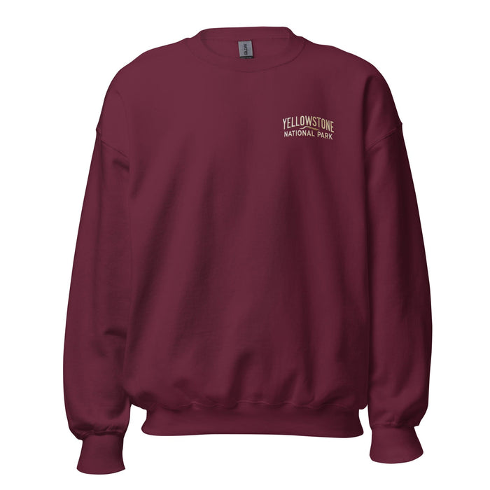 Triniskies  Sweatshirt Maroon / S Embroidered Yellowstone National Park Unisex Sweatshirt | Camping & Hiking Sweater