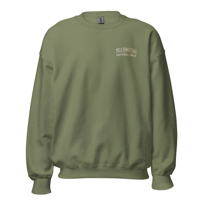 Triniskies  Sweatshirt Military Green / S Embroidered Yellowstone National Park Unisex Sweatshirt | Camping & Hiking Sweater