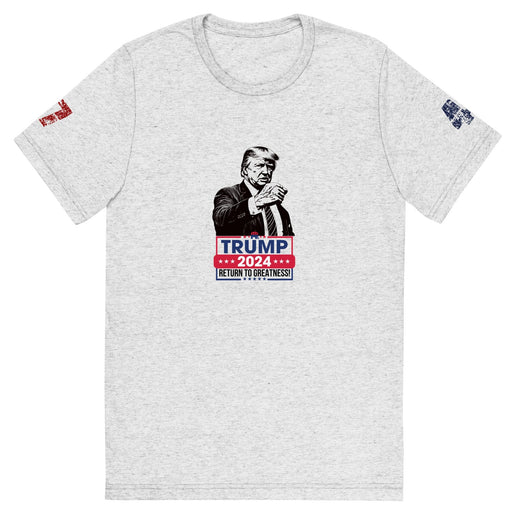 Triniskies  T-Shirt White Fleck Triblend / XS "Trump 2024 Commemorative T-Shirt – Celebrating the 45th and 47th President of the United States"