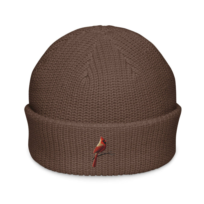 Triniskies  Walnut Bird Hat Cardinal Embroidered Fisherman Beanie for Cozy Winter Style