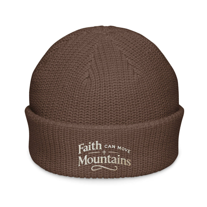 Triniskies  Walnut Faith Can Move Mountains Embroidered Fisherman Beanie