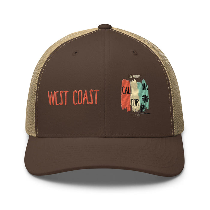 Triniskies West Coast Los Angeles Embroidered Snapback Trucker Hat, Adjustable Mesh Back Cap