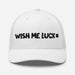 Triniskies White Embroidered Wish Me Luck Clover Trucker Hat Classic Comfort with Mesh Back Great Gift Idea Mens Hat Womens Hat