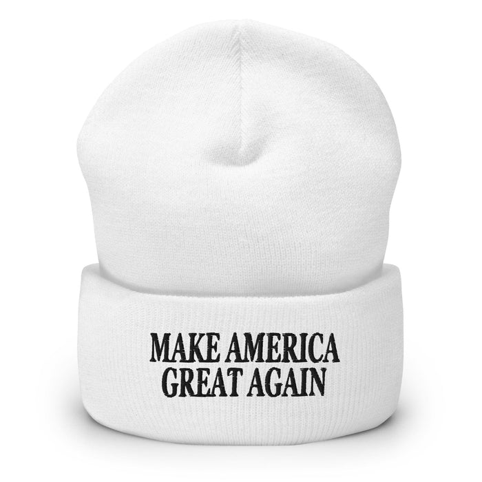 Triniskies  White Make America Great Again MAGA Embroidered Cuffed Beanie