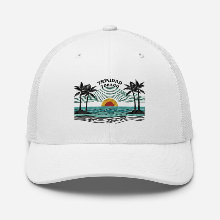 Triniskies White Trinidad and Tobago Island Paradise Trucker Cap – Stylish Mesh Back Hat Womens Hat Mens Hat