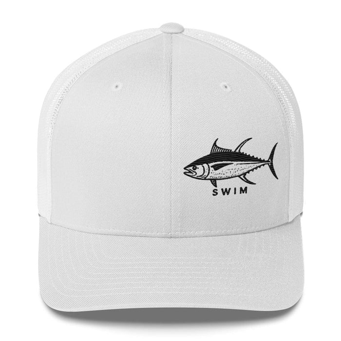 Triniskies White Yellowfin Tuna EmbroideredTrucker Cap