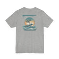 Gray Tropical Oasis Paradise Tee with island wave graphic