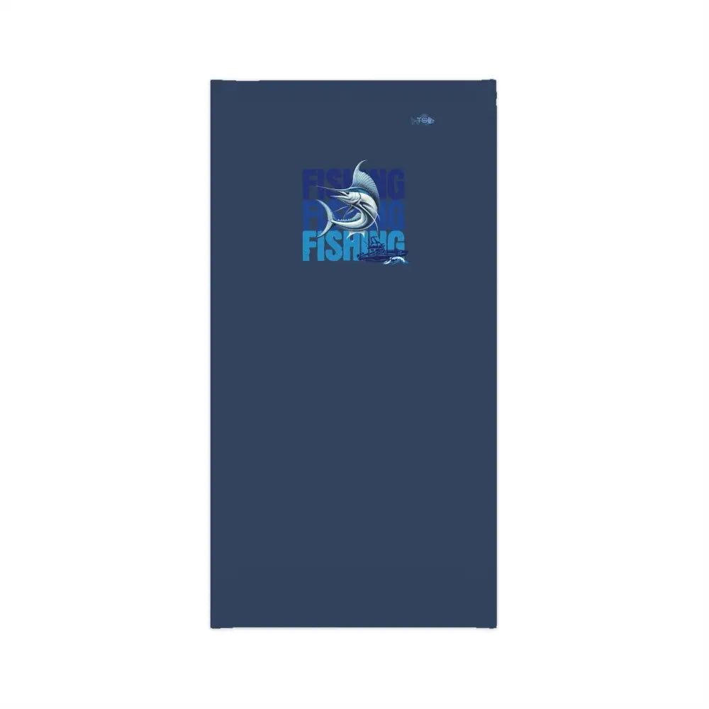 Trini Skies dark blue compact fridge with marlin graphic on lightweight neck gaiter