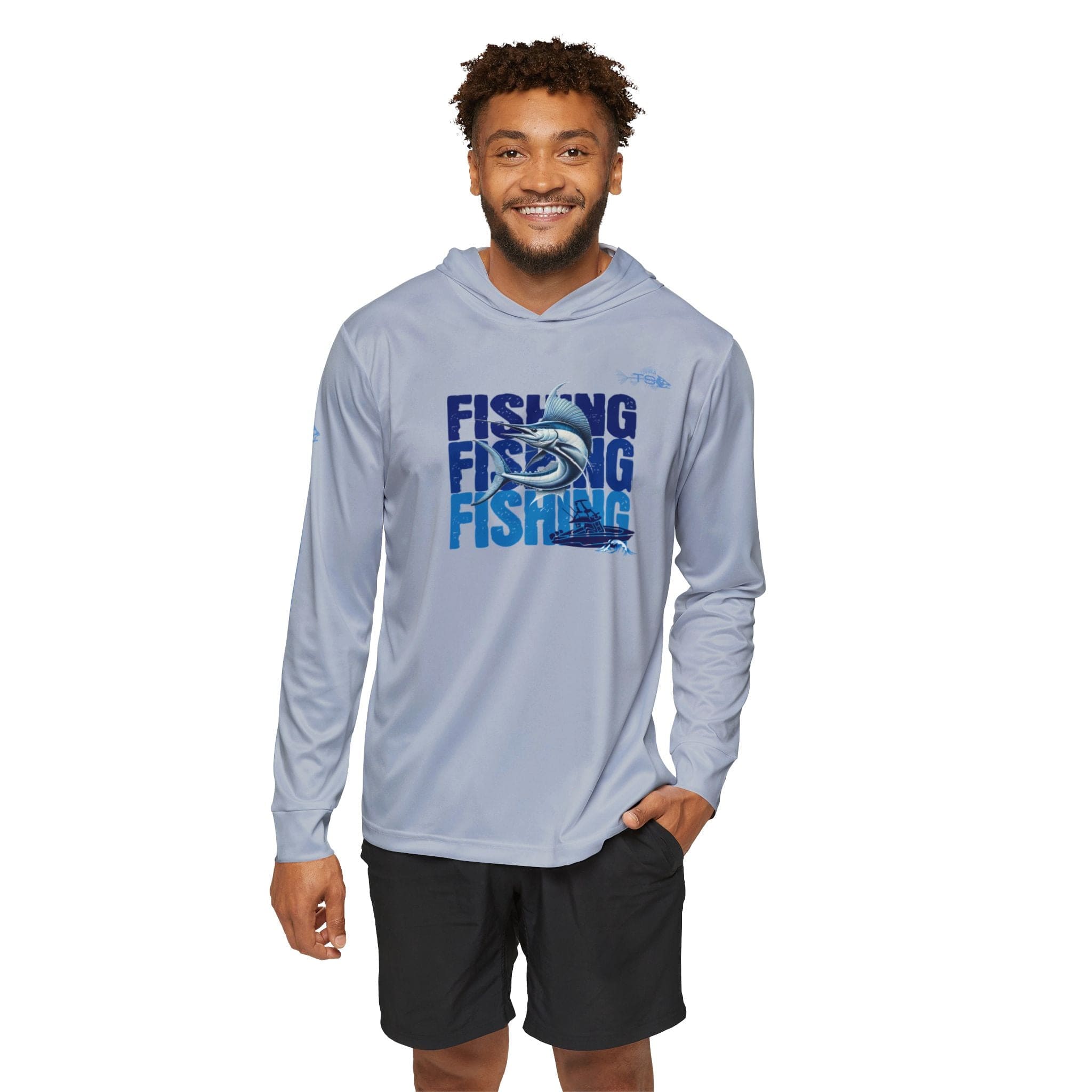 TS Sport Fishing Unisex Performance Hoodie, 100% Polyester, Moisture - Wicking Activewear.(GREY) - Triniskies