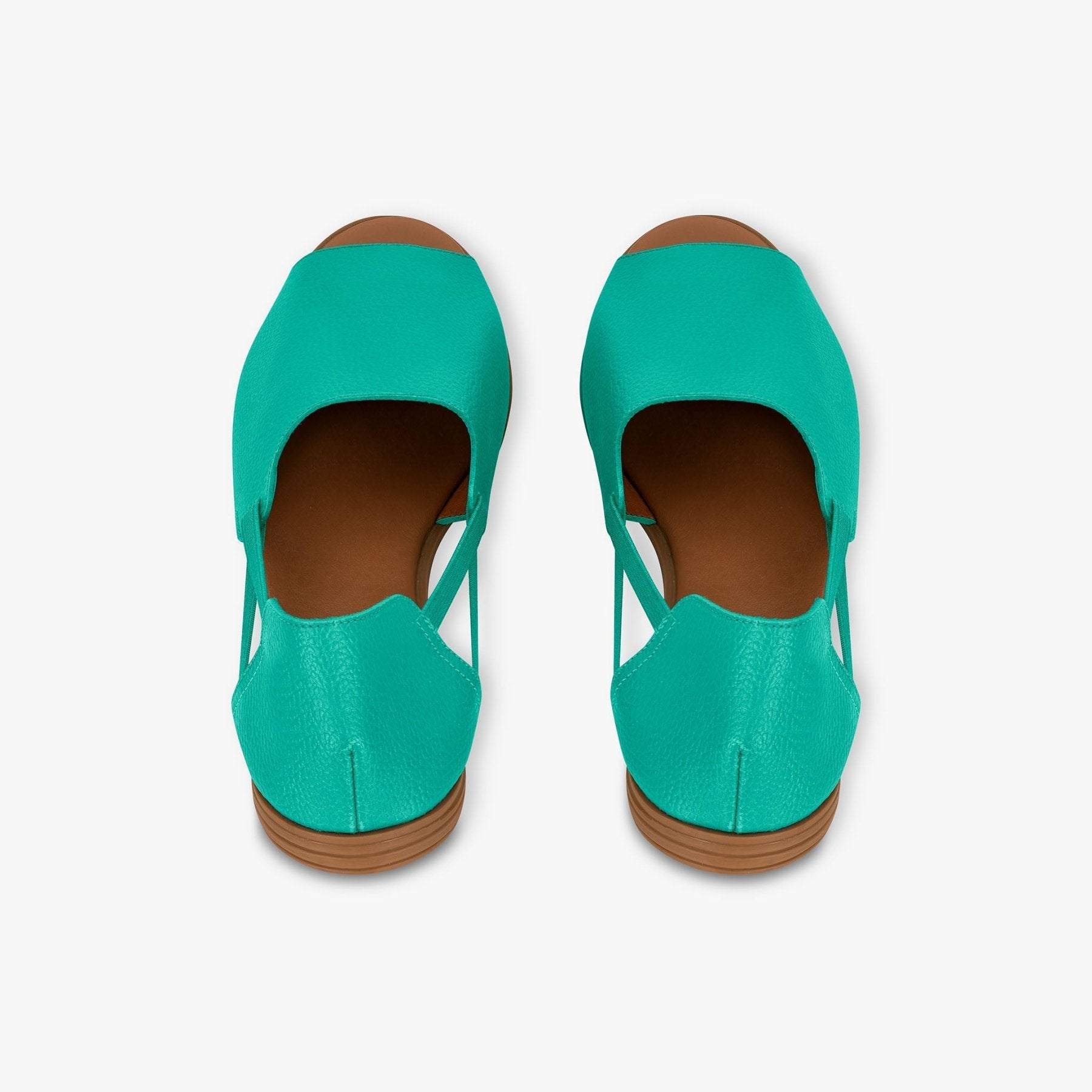 Turquoise Peep Toe Sandals - Womads Leather Flats for Women - Triniskies