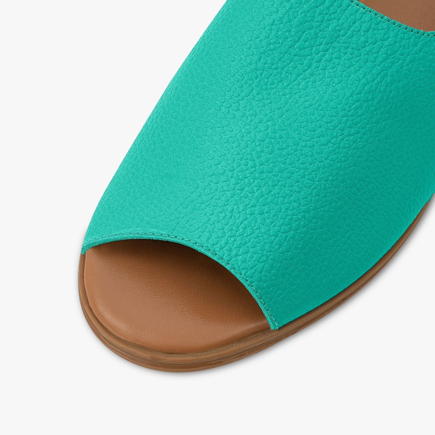 Turquoise Peep Toe Sandals - Womads Leather Flats for Women - Triniskies