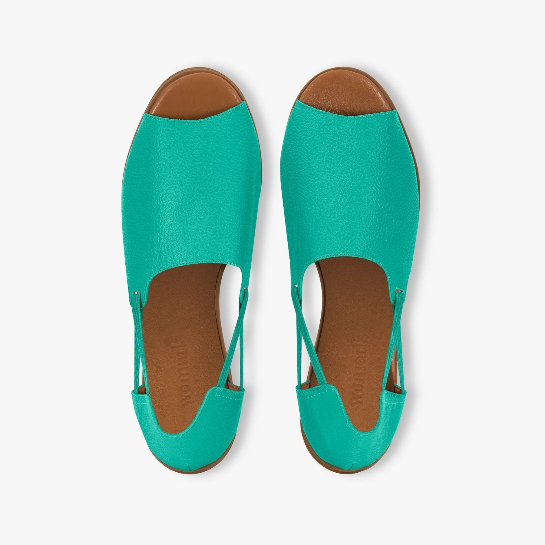 Turquoise Peep Toe Sandals - Womads Leather Flats for Women - Triniskies