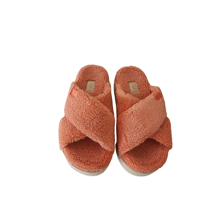 UGG Australia UGG Fuzz Sugar Terry Cross Slide – Peach Bliss, Size 8M, Cozy & Stylish Slip Ons