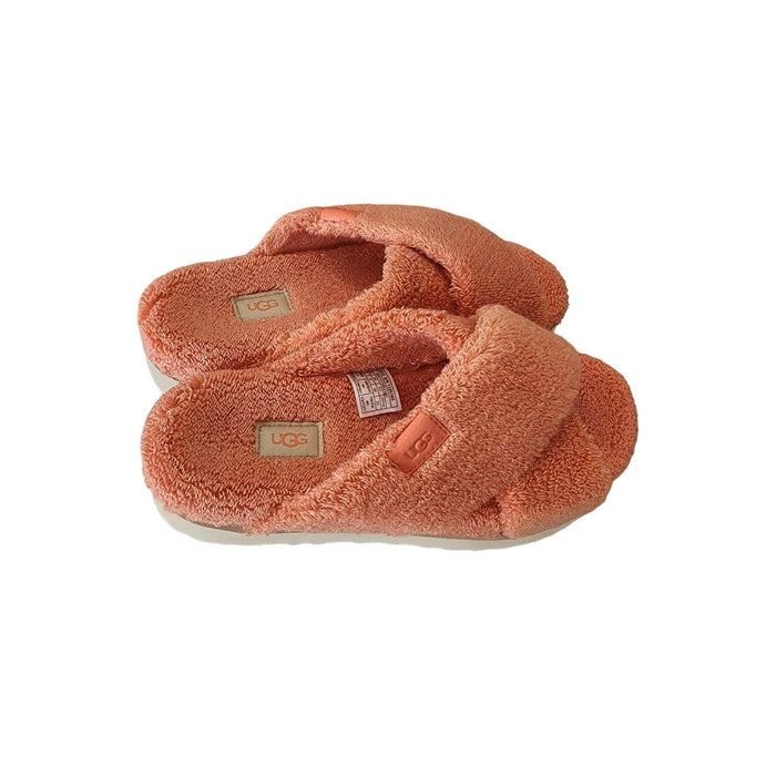 UGG Australia UGG Fuzz Sugar Terry Cross Slide – Peach Bliss, Size 8M, Cozy & Stylish Slip Ons