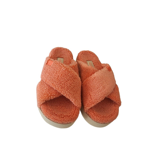 UGG Australia UGG Fuzz Sugar Terry Cross Slide – Peach Bliss, Size 8M, Cozy & Stylish Slip Ons