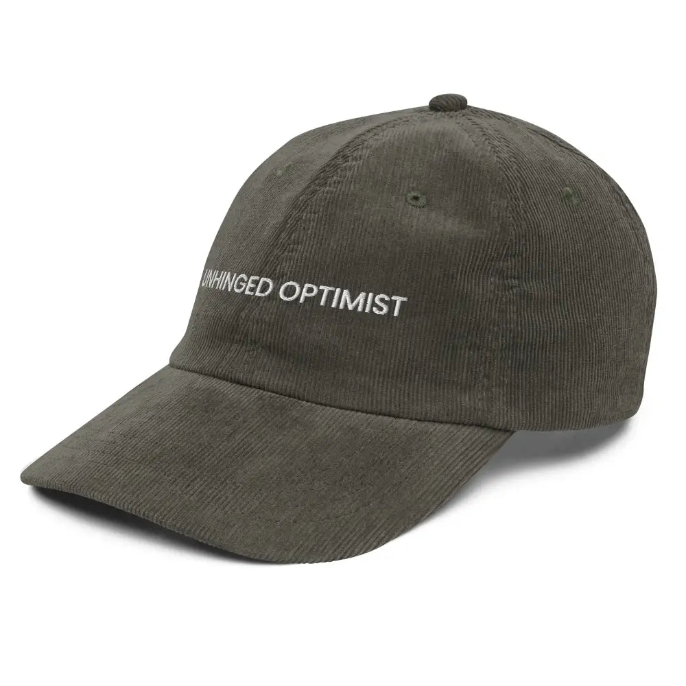 Olive green embroidered corduroy cap by Trini Skies