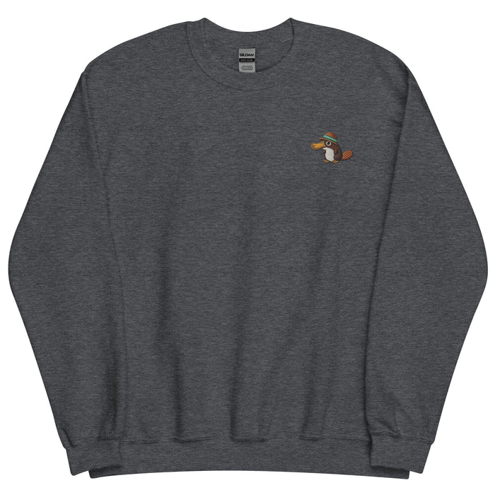 Embroidered "Relaxed Platypus" Sweatshirt, Warm Classic Fit Pre-Shrunk Sweater Wildlife Camping Swertshirt