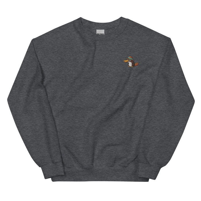 Embroidered "Relaxed Platypus" Sweatshirt, Warm Classic Fit Pre-Shrunk Sweater Wildlife Camping Swertshirt