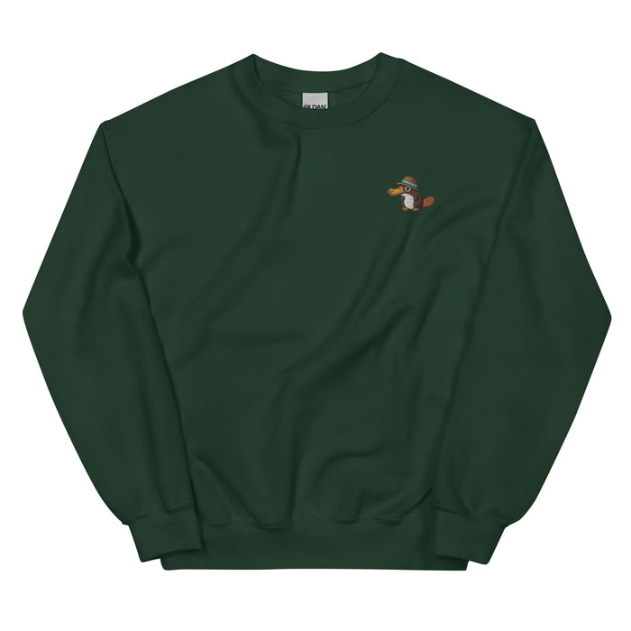 Embroidered "Relaxed Platypus" Sweatshirt, Warm Classic Fit Pre-Shrunk Sweater Wildlife Camping Swertshirt