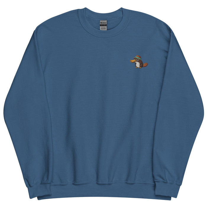 Embroidered "Relaxed Platypus" Sweatshirt, Warm Classic Fit Pre-Shrunk Sweater Wildlife Camping Swertshirt