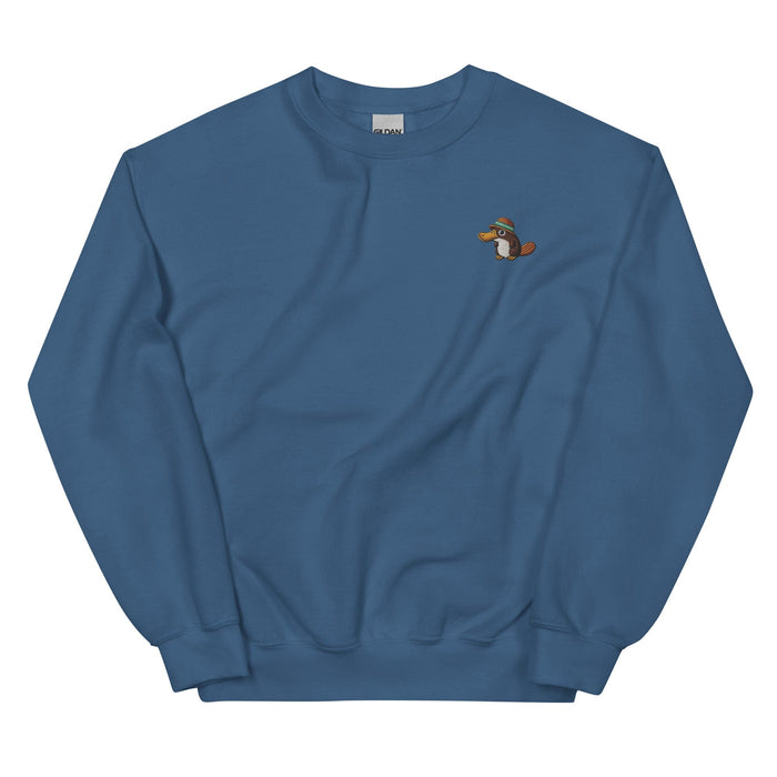 Embroidered "Relaxed Platypus" Sweatshirt, Warm Classic Fit Pre-Shrunk Sweater Wildlife Camping Swertshirt