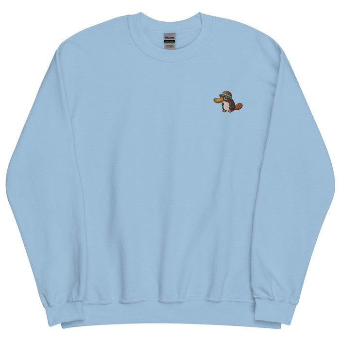 Embroidered "Relaxed Platypus" Sweatshirt, Warm Classic Fit Pre-Shrunk Sweater Wildlife Camping Swertshirt