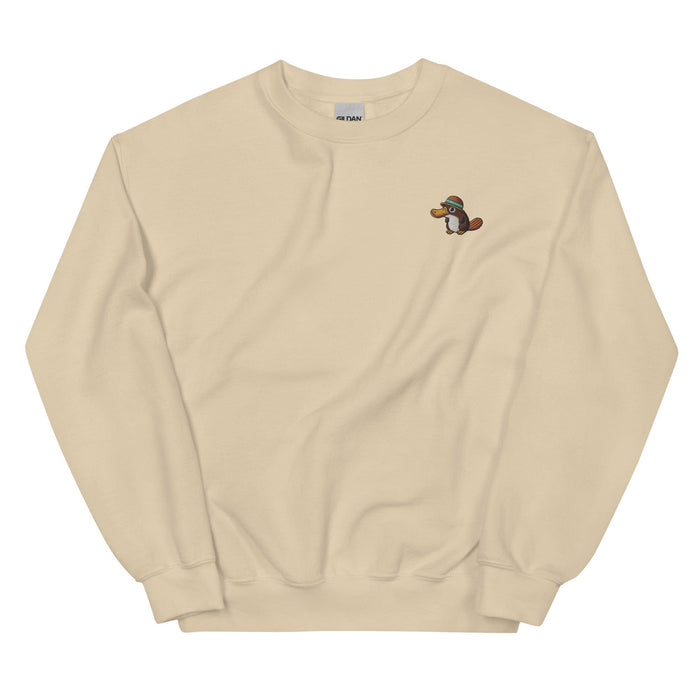 Embroidered "Relaxed Platypus" Sweatshirt, Warm Classic Fit Pre-Shrunk Sweater Wildlife Camping Swertshirt