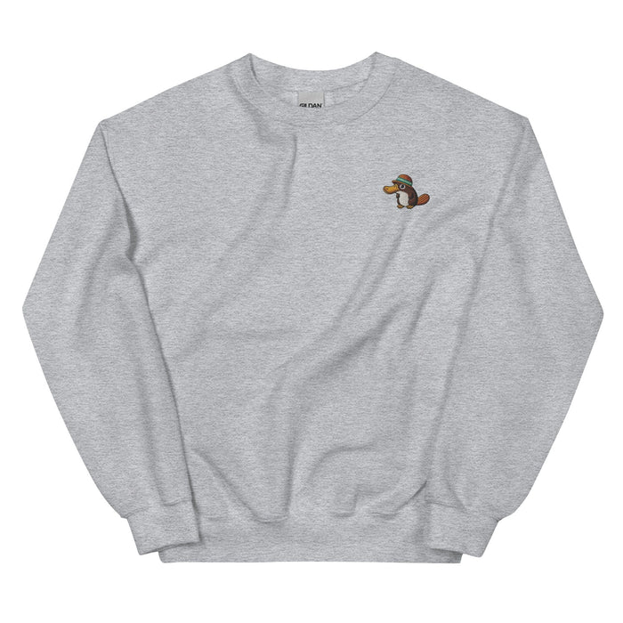 Embroidered "Relaxed Platypus" Sweatshirt, Warm Classic Fit Pre-Shrunk Sweater Wildlife Camping Swertshirt