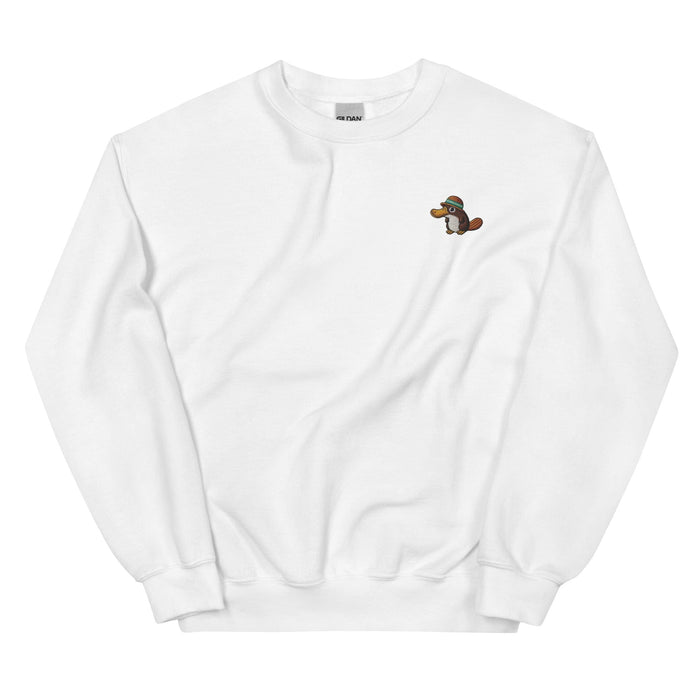 Embroidered "Relaxed Platypus" Sweatshirt, Warm Classic Fit Pre-Shrunk Sweater Wildlife Camping Swertshirt