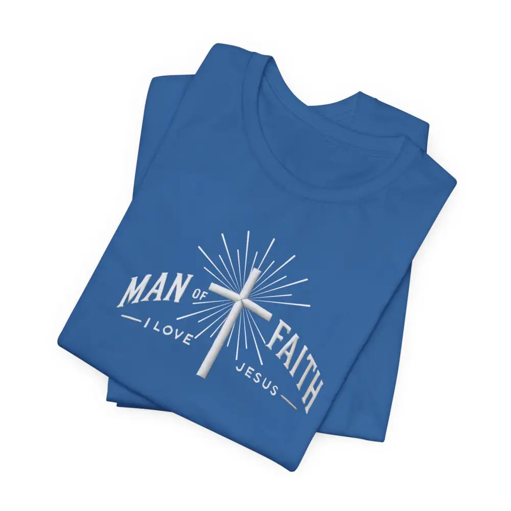 Blue Unisex Jersey Short Sleeve T-Shirt with White Jesus Cross