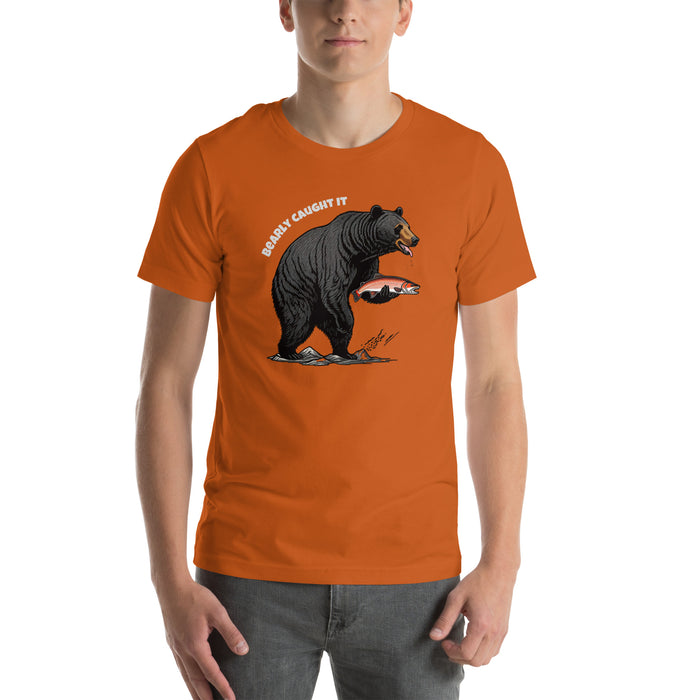 Bearly Caught It Black Bear Fishing T-Shirt Comfortable Bella Canvas Tee Fishing Tshirt Camping Nature Hiking Great Gift