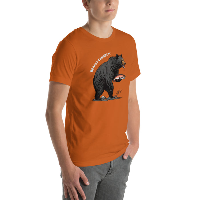 Bearly Caught It Black Bear Fishing T-Shirt Comfortable Bella Canvas Tee Fishing Tshirt Camping Nature Hiking Great Gift