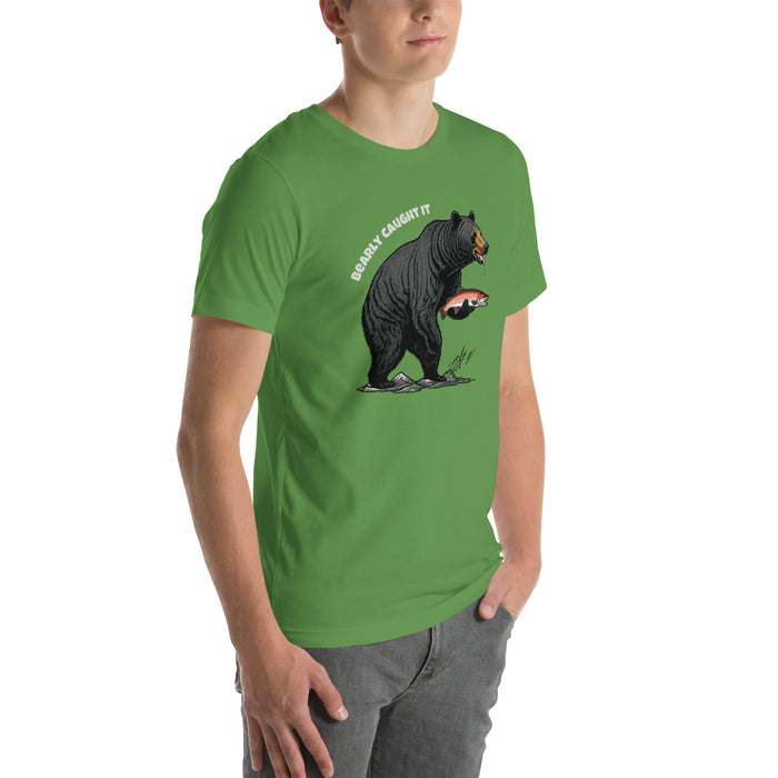 Bearly Caught It Black Bear Fishing T-Shirt Comfortable Bella Canvas Tee Fishing Tshirt Camping Nature Hiking Great Gift