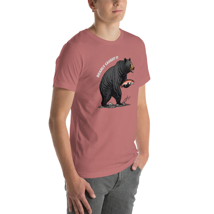 Bearly Caught It Black Bear Fishing T-Shirt Comfortable Bella Canvas Tee Fishing Tshirt Camping Nature Hiking Great Gift