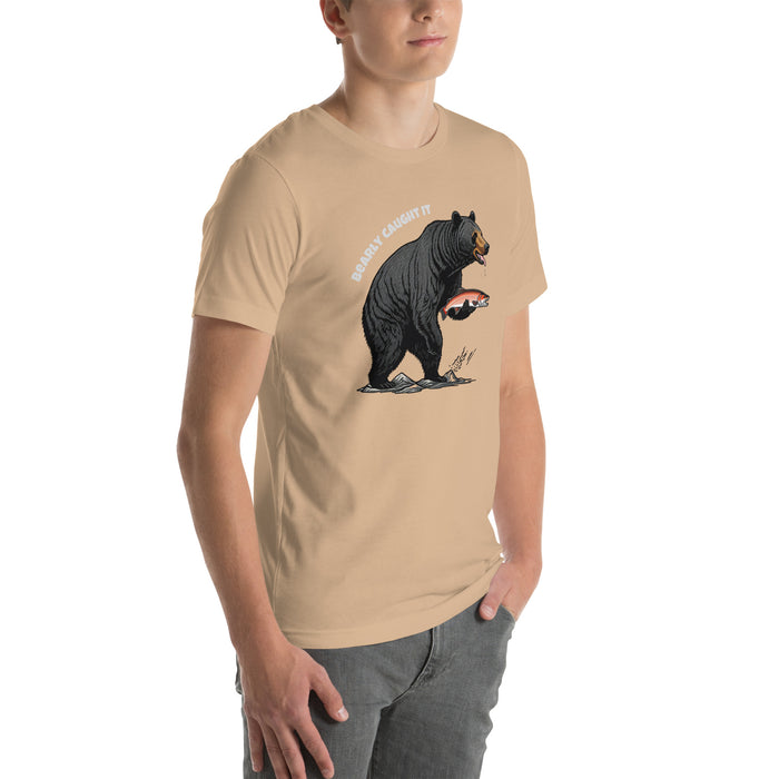 Bearly Caught It Black Bear Fishing T-Shirt Comfortable Bella Canvas Tee Fishing Tshirt Camping Nature Hiking Great Gift