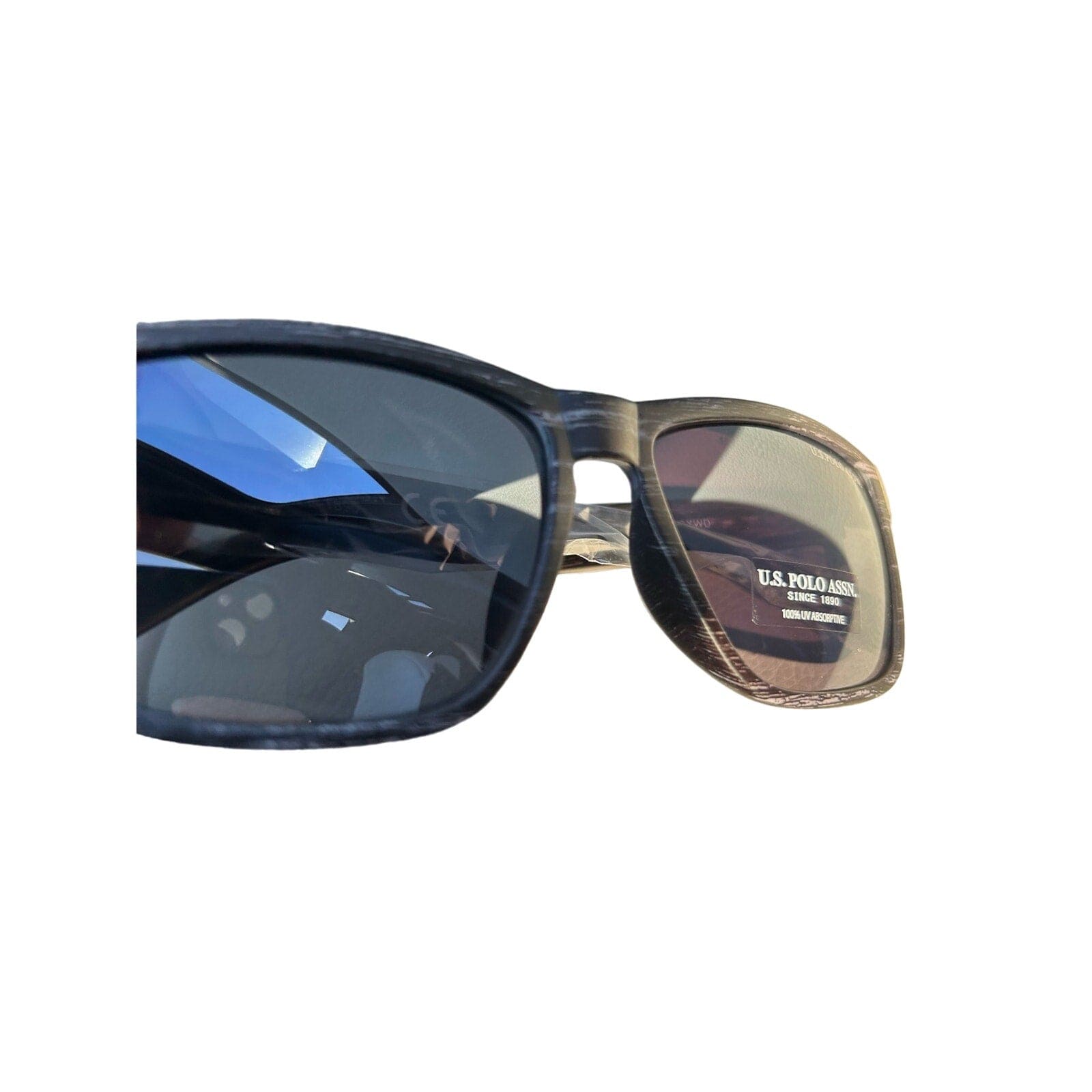 U.S. POLO ASSN. Men's PA1019 UV400 Protective Wood Grain Rectangular Sunglasses - Triniskies